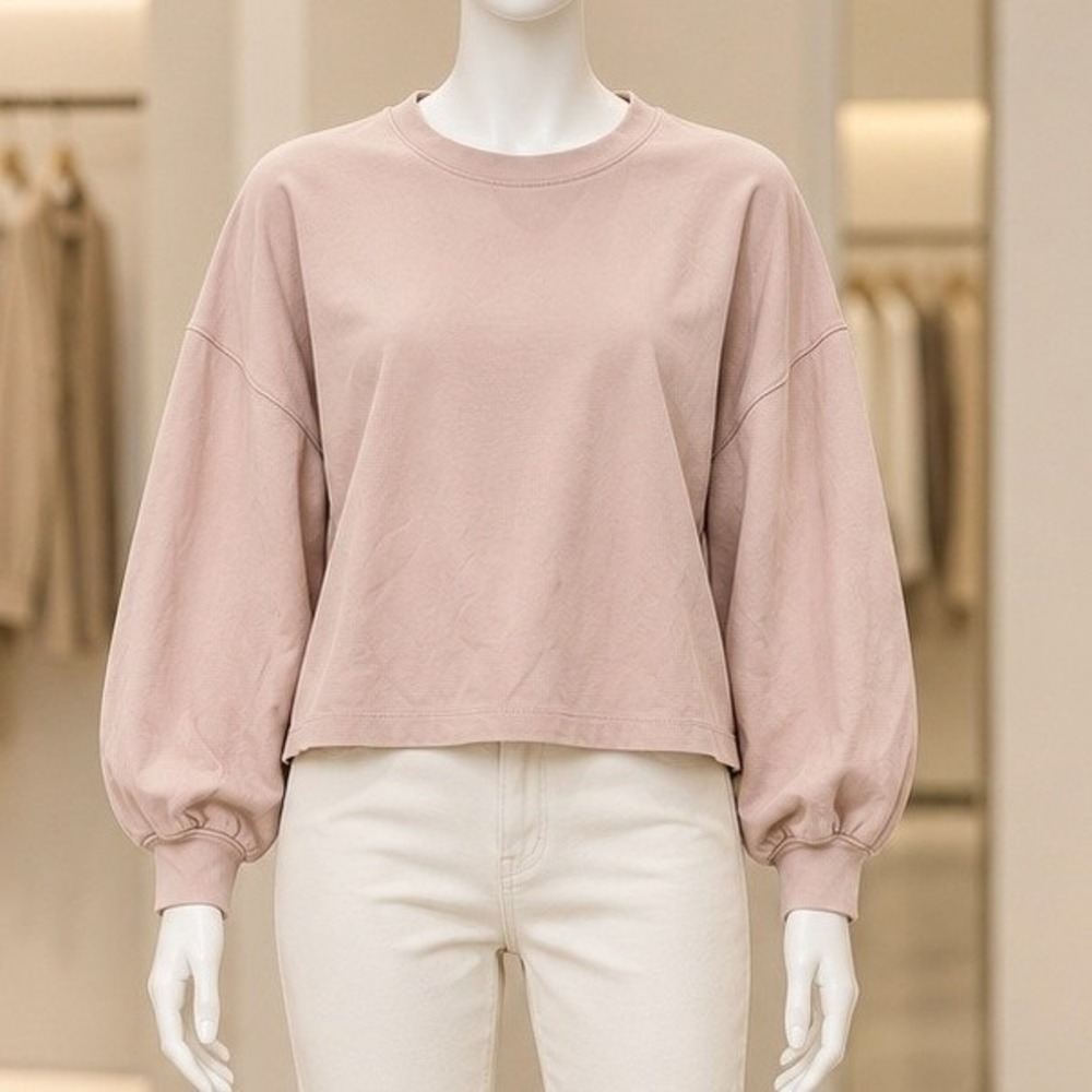 Aritzia The Group by Babaton Womens Knit Top Pink Balloon Sleeve Relaxed Size 1